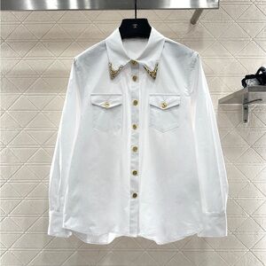 Schiaparelli white long-sleeved polo shirt
